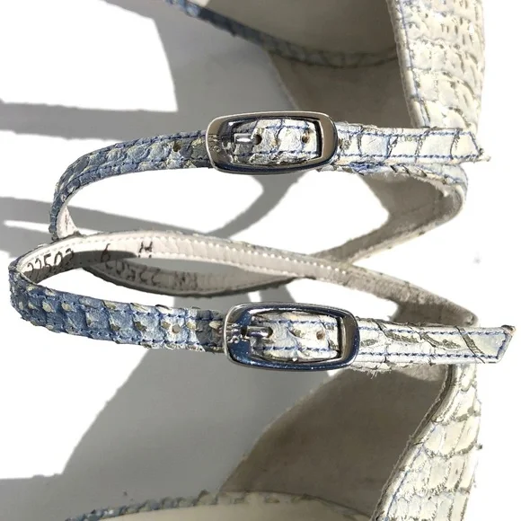 Stuart Weitzman Nudistsong Stiletto Heels Women 6M Ankle Strap Sandal Python